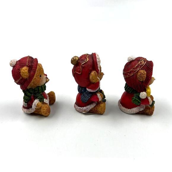 Adorable Mini Christmas Winter Teddy Bears Figurines Resin Y2K Star Bell Wreath - Picture 5 of 6